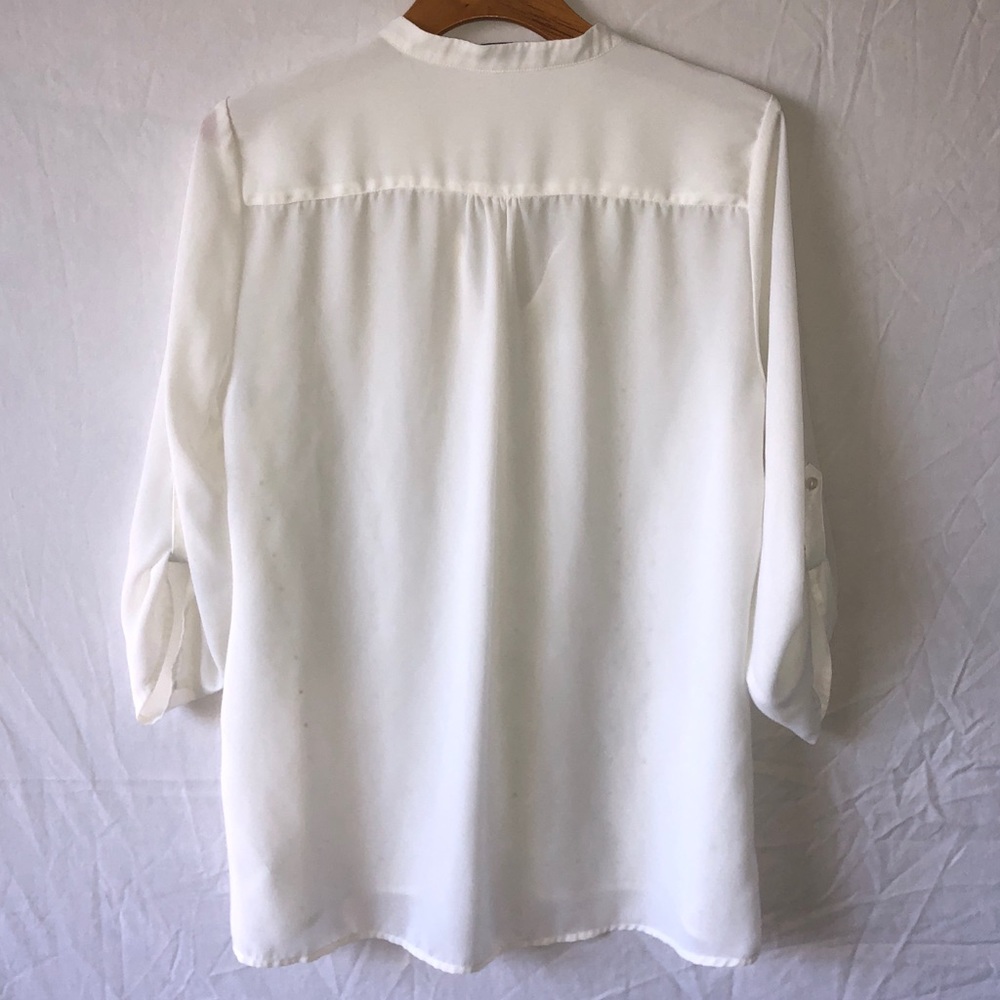 Willi Smith Sheer Ivory Blouse with Gold Studs - Picture 4 of 6